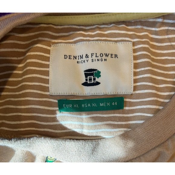 St. Patrick's Day Denim & Flower Ricky Singh Short Sleeve Pullover Shirt size XL - Picture 4 of 5
